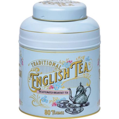 New English Teas Cylinder - Kék - Koffeinmentes English Breakfast Tea (80 filter) 160g