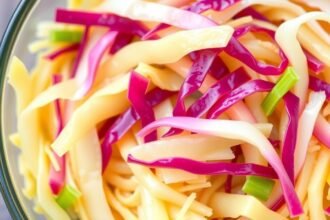 Friss és színes savanyú káposzta saláta tálban.