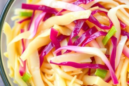 Friss és színes savanyú káposzta saláta tálban.
