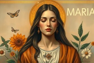 Mária nevének szimbolikája és jelentése virágokkal és pillangókkal