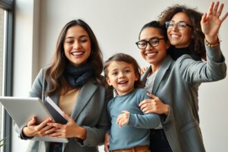 Nők boldogan, középen egy gyermek, a kiteljesedés és önmegvalósítás témájában