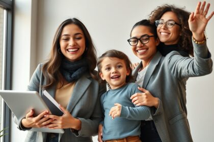 Nők boldogan, középen egy gyermek, a kiteljesedés és önmegvalósítás témájában