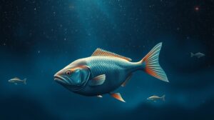 Halak csillagjegyhez kapcsolódó víz alatti táj háttérrel