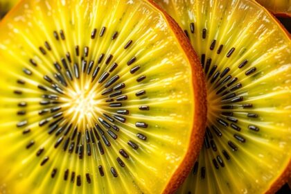 Friss kivi szeletek, egészséges étrendhez ajánlva