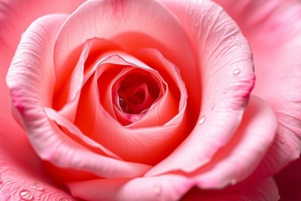 Rózsa közelről, cseppekkel a szirmokon, friss és gyönyörű.