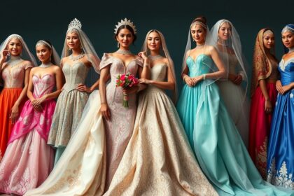 Menyasszonyi ruhák a világ különböző tájairól, színes és gazdagon díszített modellek.