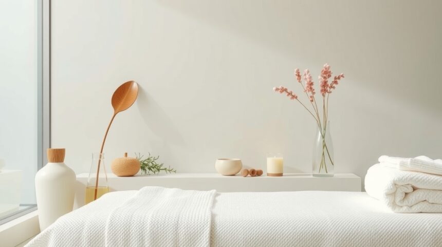 Minimalista szépségszalon belső tér kézi kezelésekhez