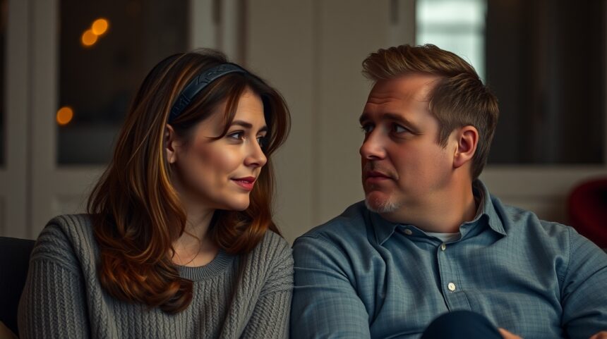 Két pár, akik egymásra néznek, kapcsolatuk mély érzelmeit tükrözve.