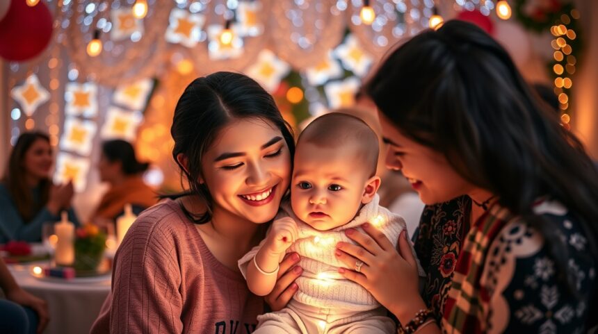 Kisbaba és anyukák baráti rendezvényen ünnepelnek