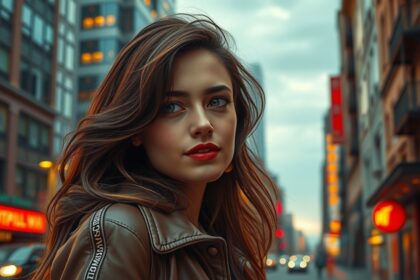 Harmincas nő városi környezetben, haját hordja szabadon