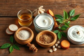 Kézkrém elkészítéséhez szükséges természetes alapanyagok.