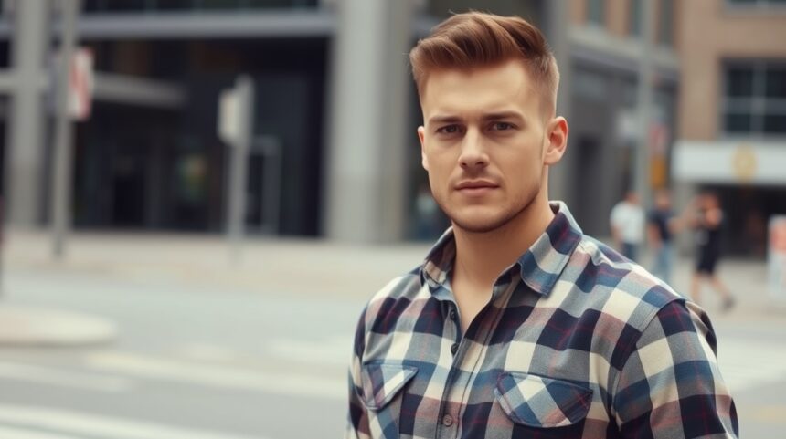 A kockás ingek divatos viselése a hétköznapokban 1 Egy fiatal férfi kockás ingben, hétköznapi divatos megjelenésben.