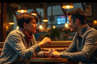 Fél év randizás utáni párkapcsolati beszélgetés egy kávézóban.