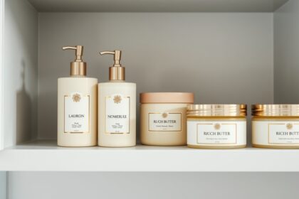 Különböző testápoló és testvaj termékek a polcon.