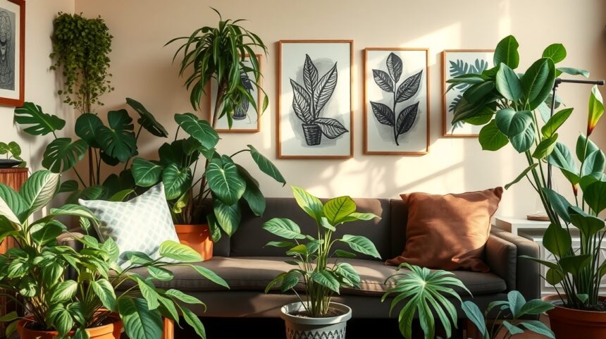 Mit mondanak a pszichológusok a növényeid állapotáról? 1 Bőséges növények egy kellemes lakásbelsőben, pszichológiai hatásokkal.