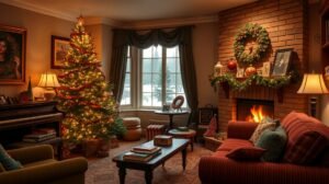 Karácsonyi díszítés és ünnepi hangulat a nappaliban