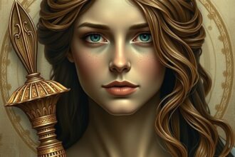 Veronika név jelentése, női figura győzelmet szimbolizáló fegyverrel.