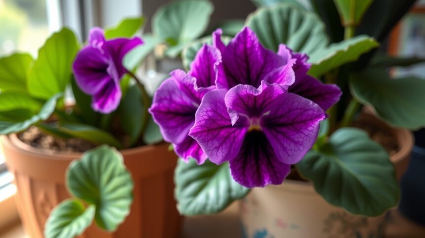 Afrikai ibolya virágzó növény a szobában