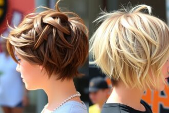 Két modern tépett frizura rövid hajhoz, textúrázott és játékos stílusban.