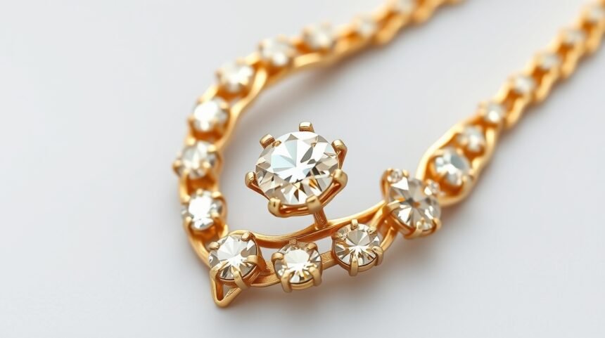 Gyémánttal díszített arany nyaklánc időtlen eleganciával