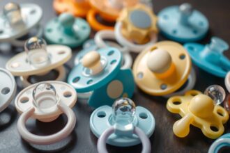 Különböző cumik színes választéka kisbabák számára