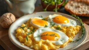 Krémes rántotta ízletes tojással és zöld fűszerekkel