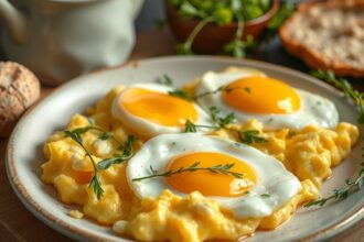 Krémes rántotta ízletes tojással és zöld fűszerekkel