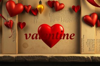 Valentin név és szív motívumok, szerelem ünnepe