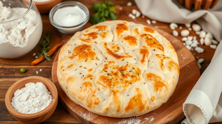 Frissen sült házi pita kenyér ízletes töltelékekhez