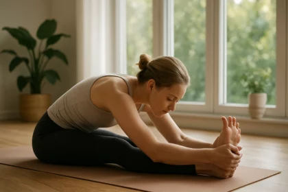 Nő jógapózban az emésztés javítása érdekében