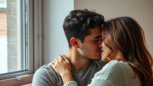 womensway 126 Fiatal pár romantikus pillanata, érzelmi közelség