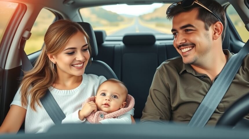 Család utazik autóban, gyermekbarát autózás fontos tippek