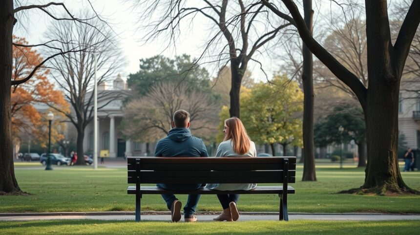 15 tennivaló, ha csak barátok akar lenni, de te még mindig szereted 1 Két barát ül egy padon, beszélgetve a barátság és szerelem határvonaláról.