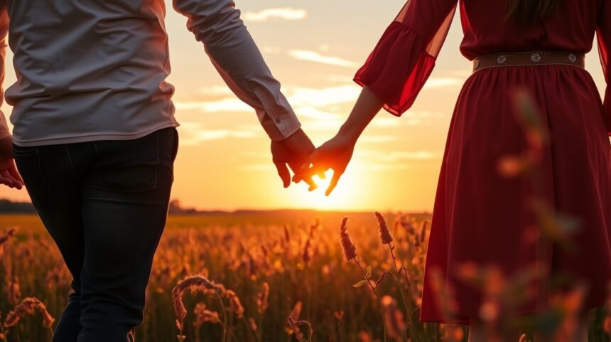 A szerelem 10 örök érvényű igazsága, ami mindig aktuális marad 1 Két kéz, amelyek együtt tartanak a naplementében egy mezőn, szerelem és kapcsolatok szimbóluma.