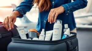 Bőrápolási termékek kézipoggyászban repülőutazáshoz