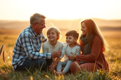 Család együtt a naplementében, a szeretet öröksége