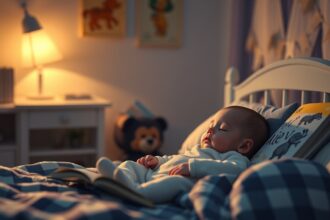 Baba békésen alszik esti mese közben.