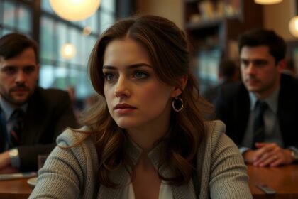 Nő, aki méltatlan férfiakkal randizik, mély gondolataiba merülve.