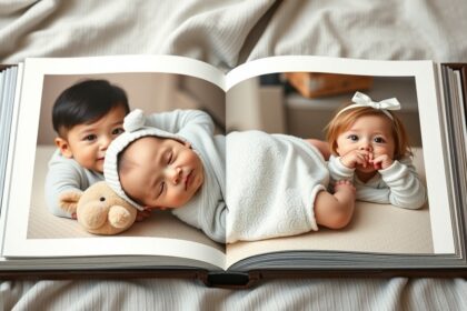 Családi fotóalbum baba és kisgyerek fényképekkel