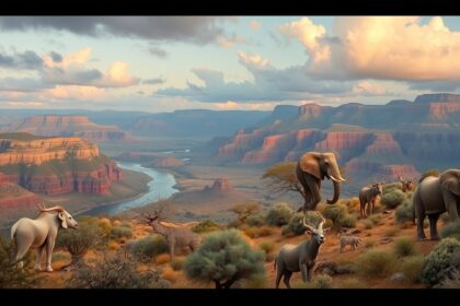 Vadrezervátum gyönyörű tájjal és különböző állatokkal.