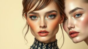 Fényt és színt sugárzó sminktrend 2025-höz női modellek arcával