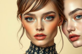 Fényt és színt sugárzó sminktrend 2025-höz női modellek arcával