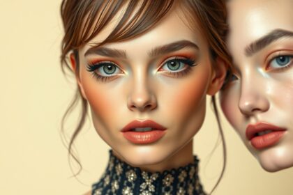 Fényt és színt sugárzó sminktrend 2025-höz női modellek arcával