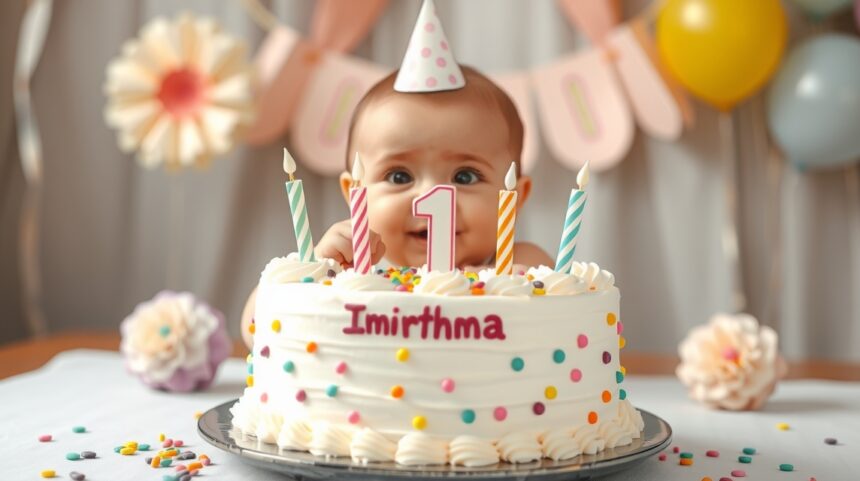 Baba ünnepli első születésnapját allergénmentes tortával.