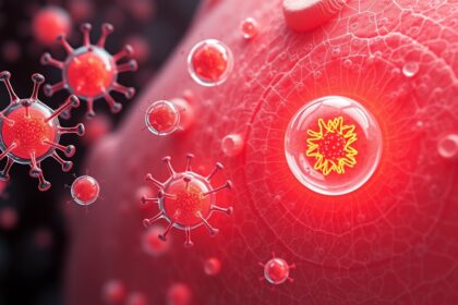 Mikroszkopikus képek boldogsághormonokról és bőrről.