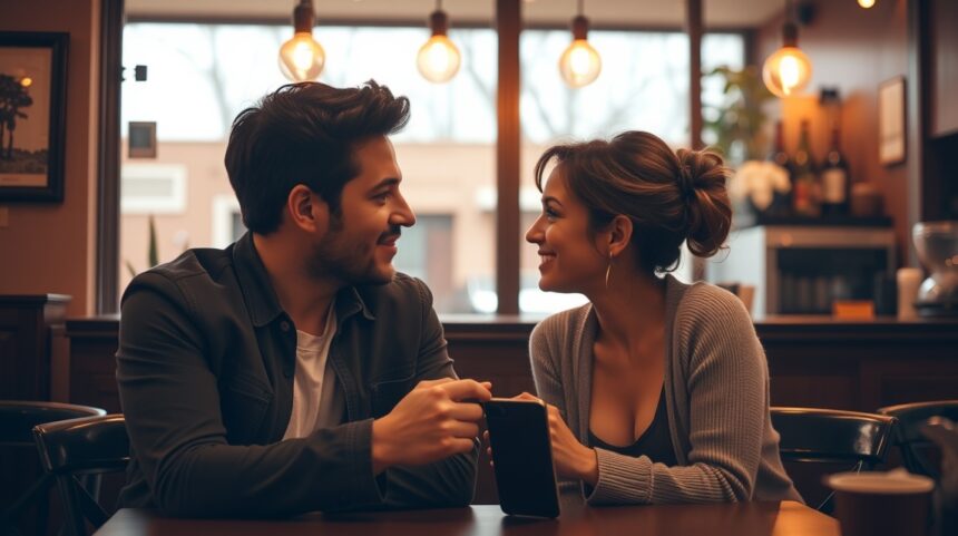 Hogyan beszélj a múltadról úgy, hogy ne ijesszed meg a partnered? 1 Párok beszélgetnek egy kávézóban a múltjukról.