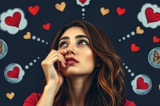 Egy nő gondolkodik a kapcsolati dinamikákon és a romantikus jelzeken.