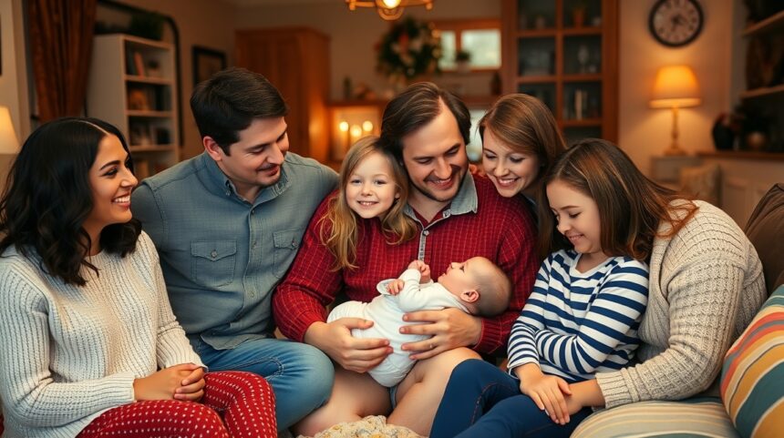 Családi élet babával: Hatékony otthoni szokások nagycsaládosoknak 1 Nagycsalád boldog együtt töltött időt babával otthon