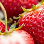 Friss eprek közelről, csillogó felülettel és zöld levélkék