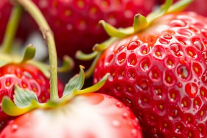 Friss eprek közelről, csillogó felülettel és zöld levélkék